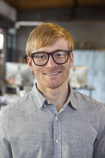 Caucasian businessman smiling