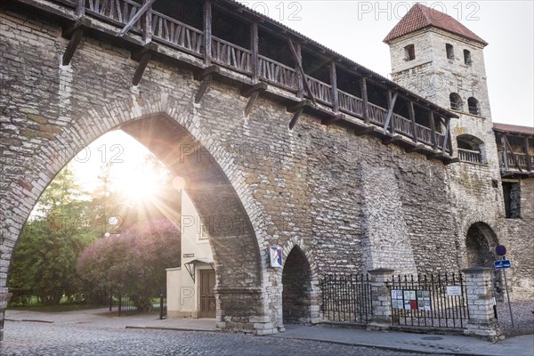 Sunrise and historic bridge