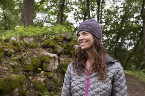 Hispanic woman in forest