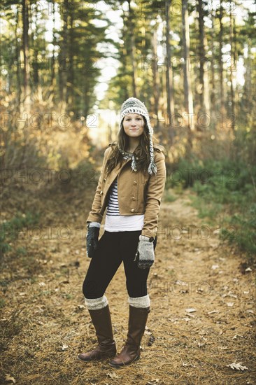 Caucasian woman standing in park