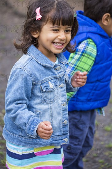 Close up of children walking outdoors