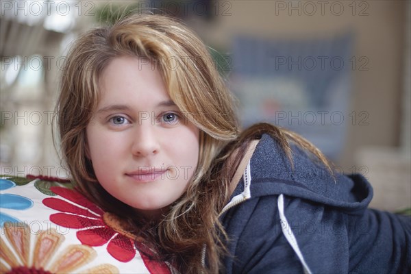 Close up of smiling Caucasian woman