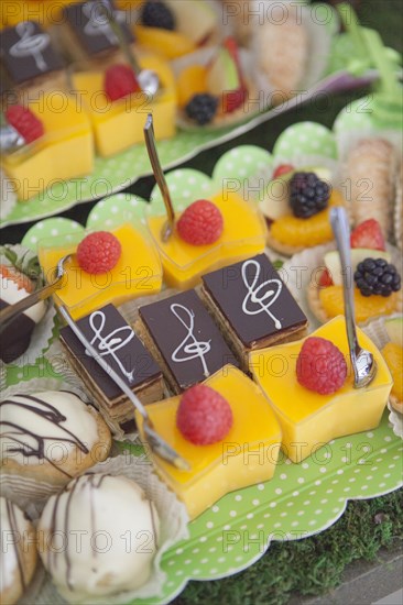 Close up of variety of desserts