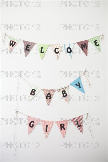 Welcome Baby Girl sign on wall