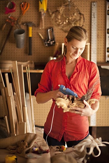 Artisan working in garage workshop