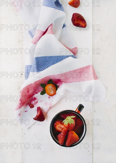 Fresh strawberries and towel