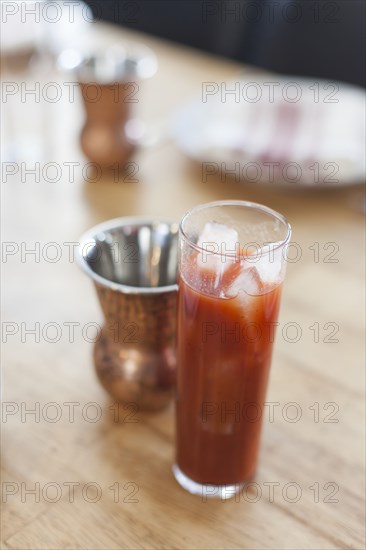 Close up of bloody mary cocktail