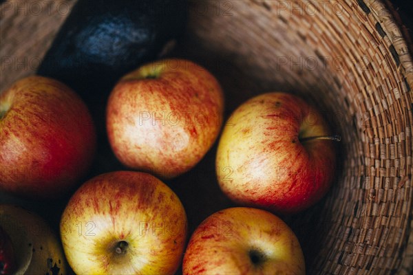 Close up of basket of fresh apples