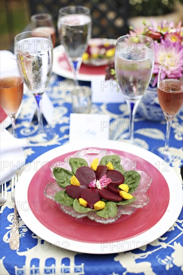 Fresh salad on backyard table