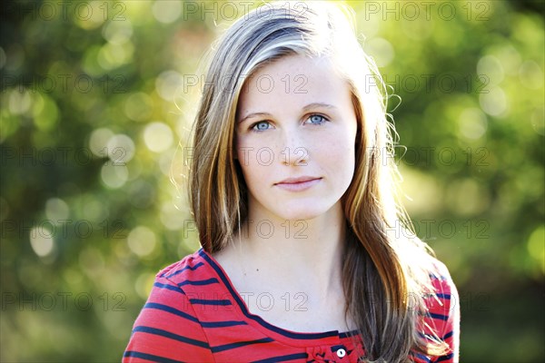 Close up of serious Caucasian girl