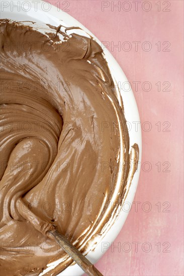 Close up of bowl of chocolate batter