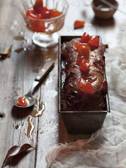 Loaf of cake with fruit