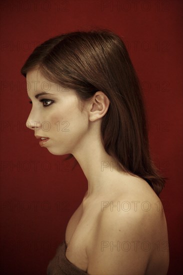 Profile of serious Caucasian woman