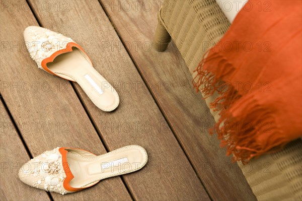 Slippers on wooden floor