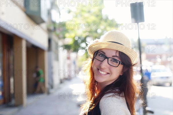 Caucasian woman smiling outdoors