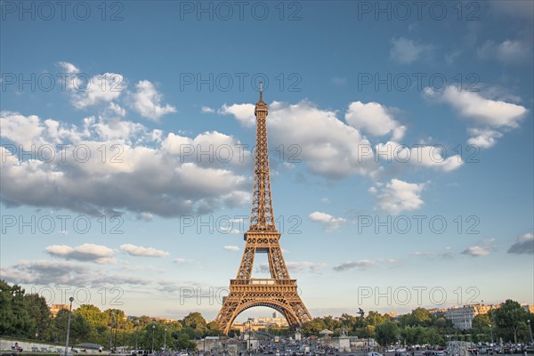 Eiffel Tower over Paris cityscape
