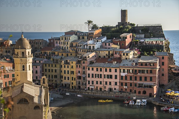 Cinque Terre cityscape and ocean