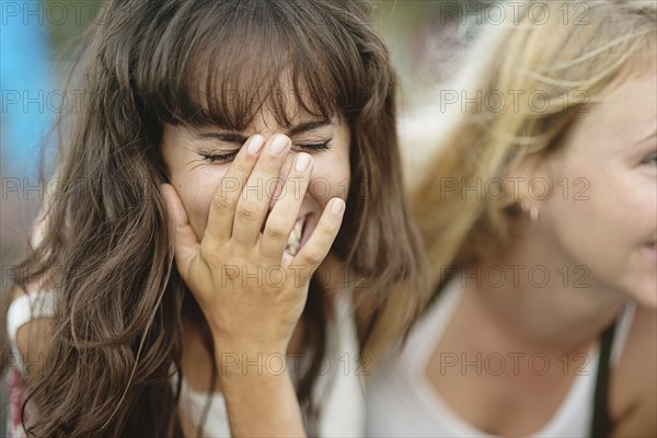 Close up of Caucasian woman laughing