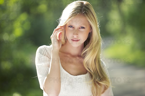 Caucasian woman standing outdoors