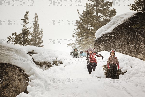 Kids playing in snow