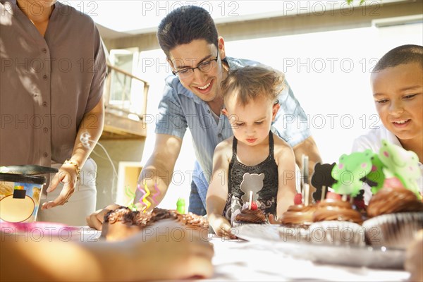 Family enjoying meal outdoors