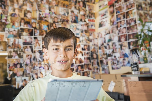 Boy having hair cut in salon