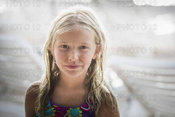 Caucasian girl smiling outdoors