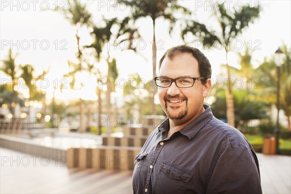 Caucasian man smiling outdoors