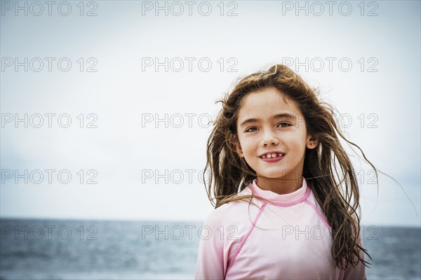 Asian girl near ocean