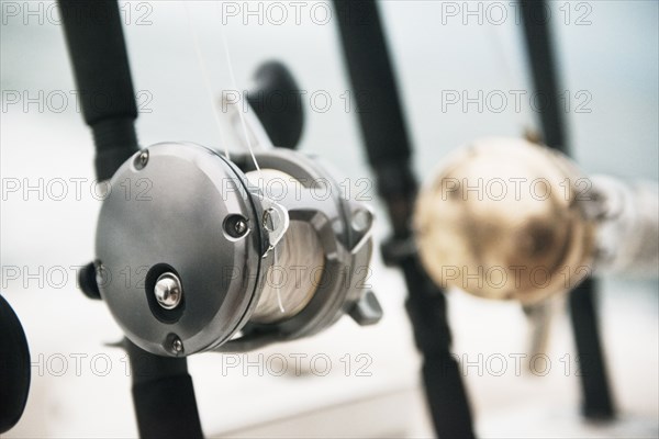 Close up of fishing poles and reel