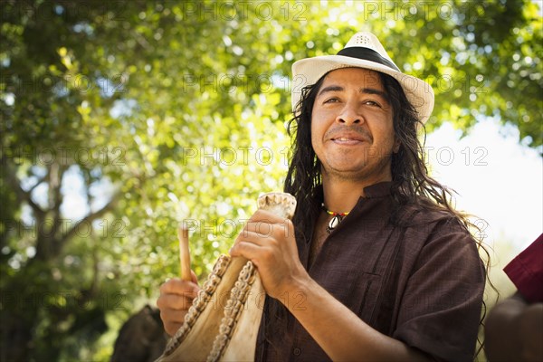 Musician performing in park