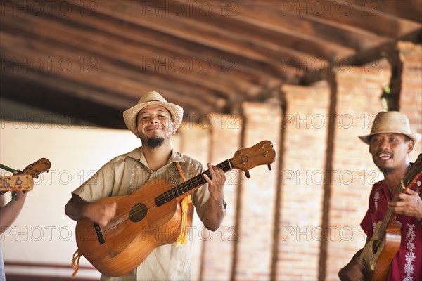 Musicians performing in courtyard