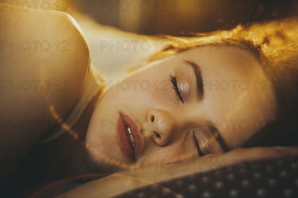 Face of Caucasian woman sleeping