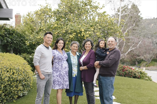 Portrait of smiling multi-generation family