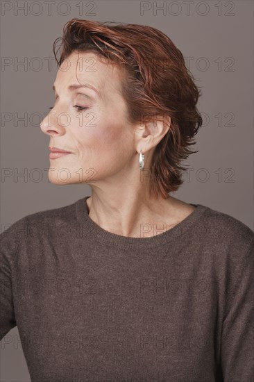 Serious Caucasian woman