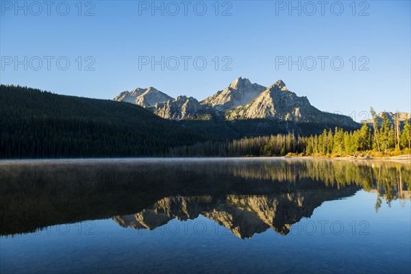 Mountain reflecting in still lake