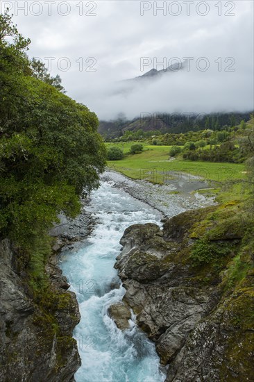 High angle view of river in remote landscape