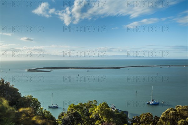 Aerial view of island sandbar and coastline