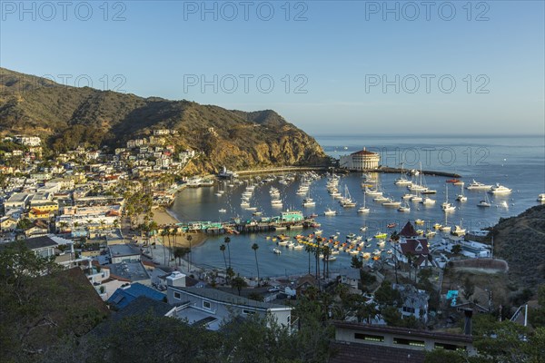 Boats in waterfront harbor