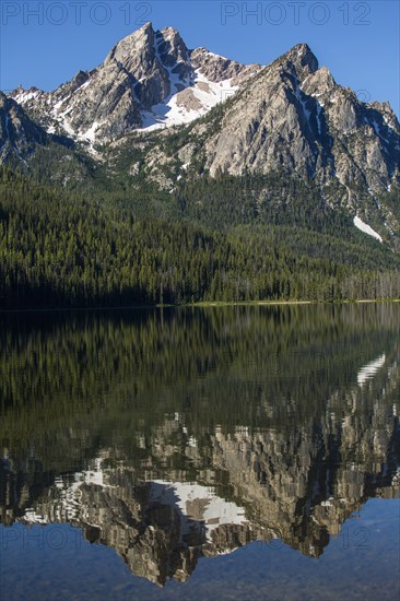 Reflection of mountain in still lake