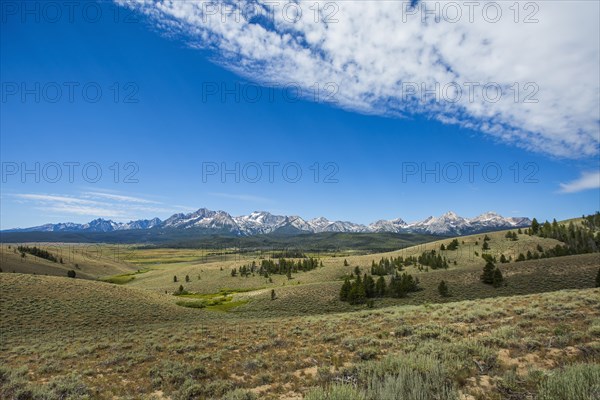 Distant mountain range and rolling landscape