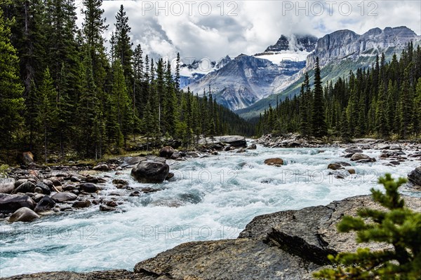 River rapids flowing near mountain