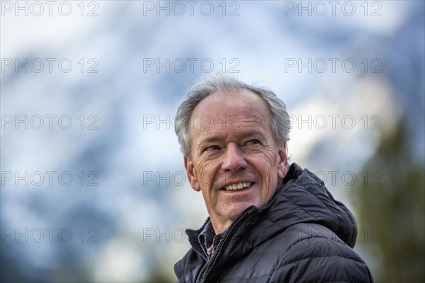 Smiling Caucasian man outdoors