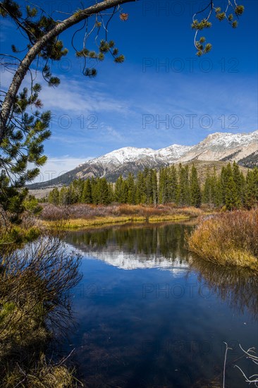 Reflection of mountain in river