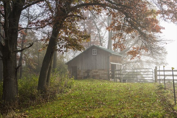 Barn and fence in autumn