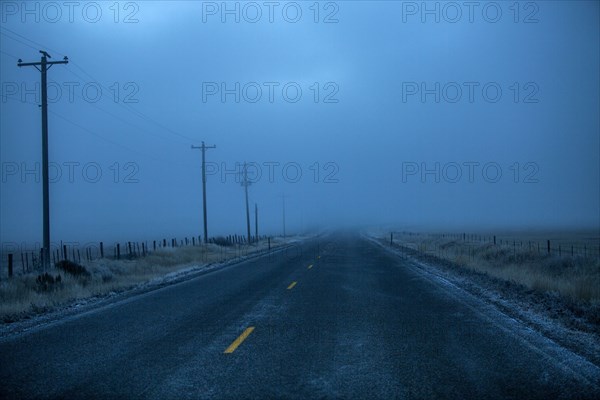 Icy two-lane road