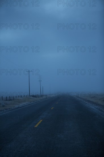 Icy two-lane road