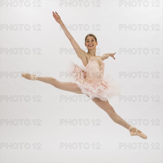 Caucasian woman ballet dancing