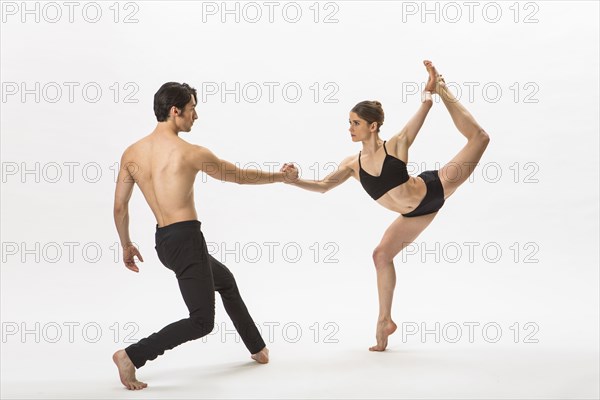 Man and woman ballet dancing