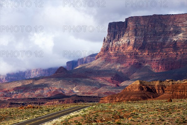Scenic view of road in desert landscape